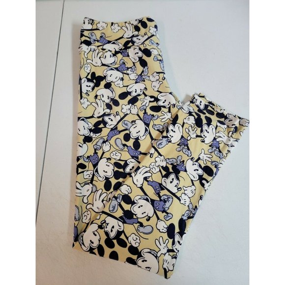 LuLaRoe Disney TC light Yellow Leggings w/ vintage Mickey Mouse unicorn - Picture 2 of 9